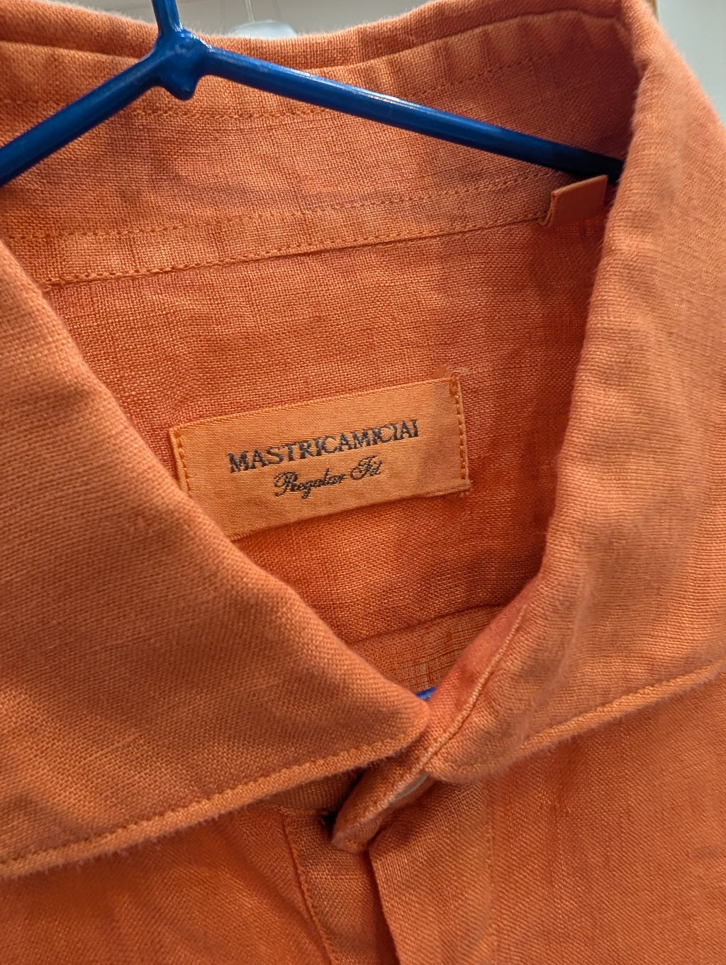 Polo Camicia Uomo Mastricamiciai 100% Lino Arancione