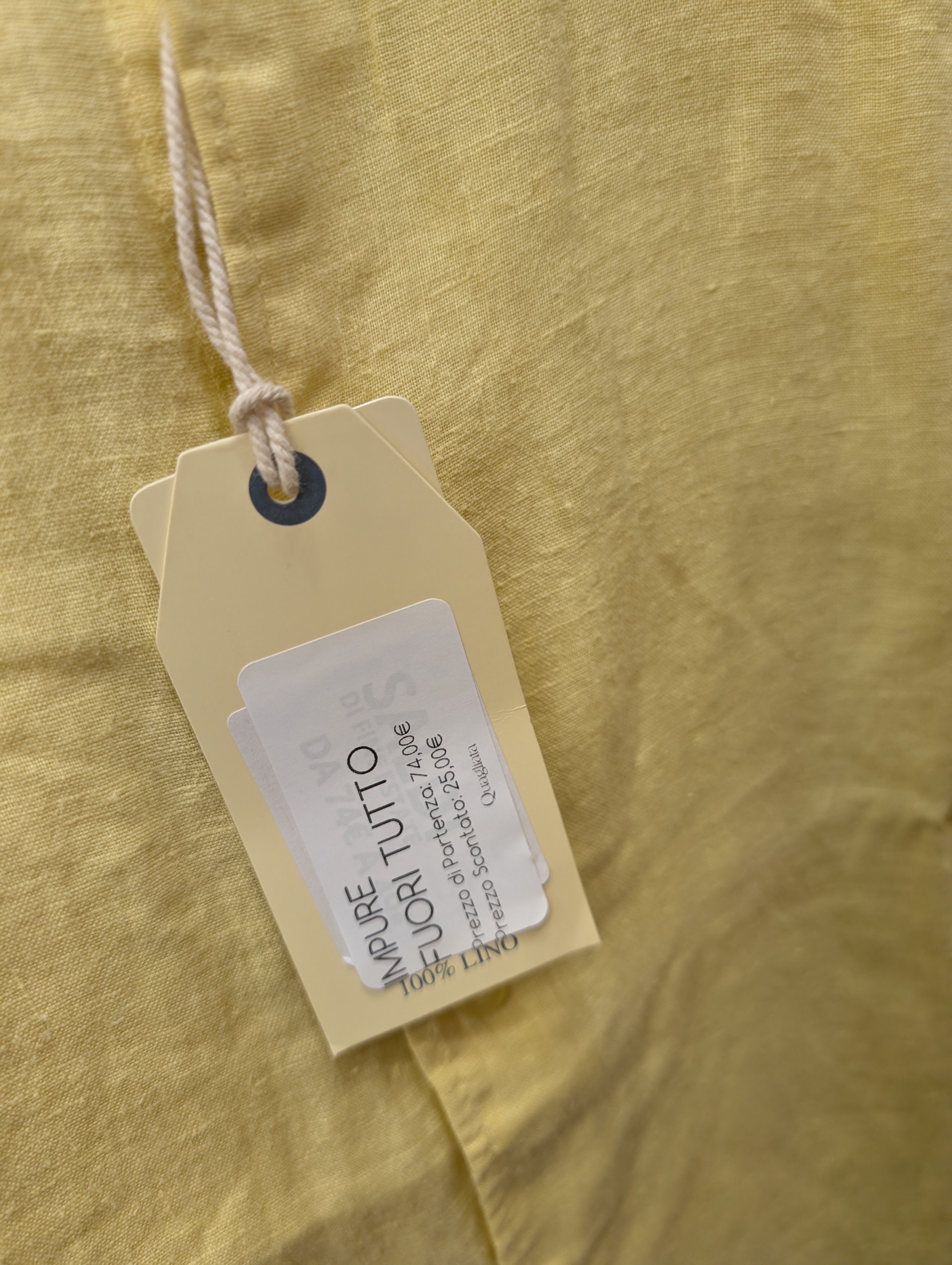 Camicia Uomo 100% Lino Giallo IMPURE S e XXL
