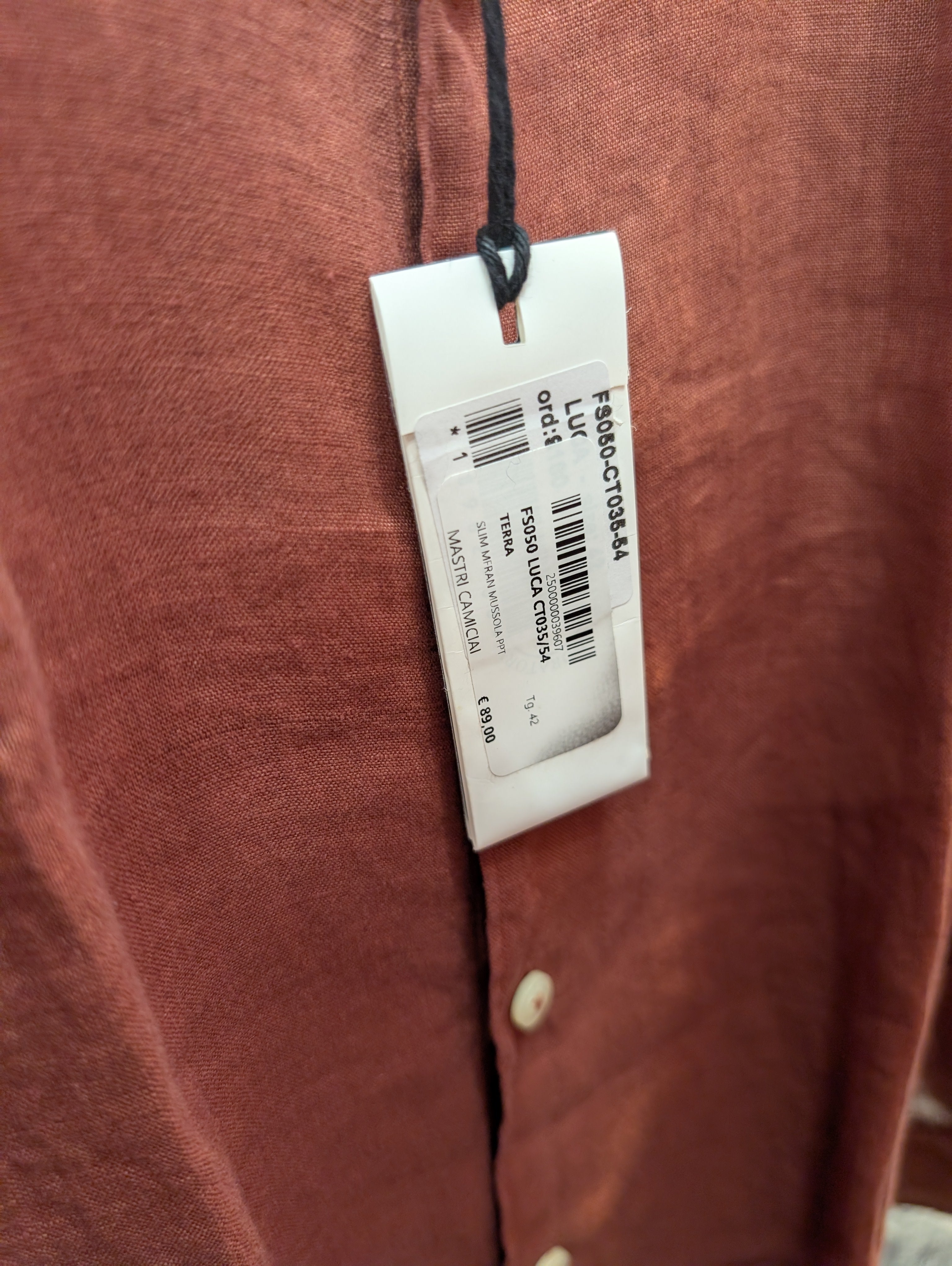 Camicia Uomo Mastricamiciai Mattone Taglia 42