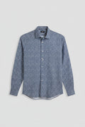 Camicia Uomo Fantasia Mastricamiciai Fondo Blu Cotone