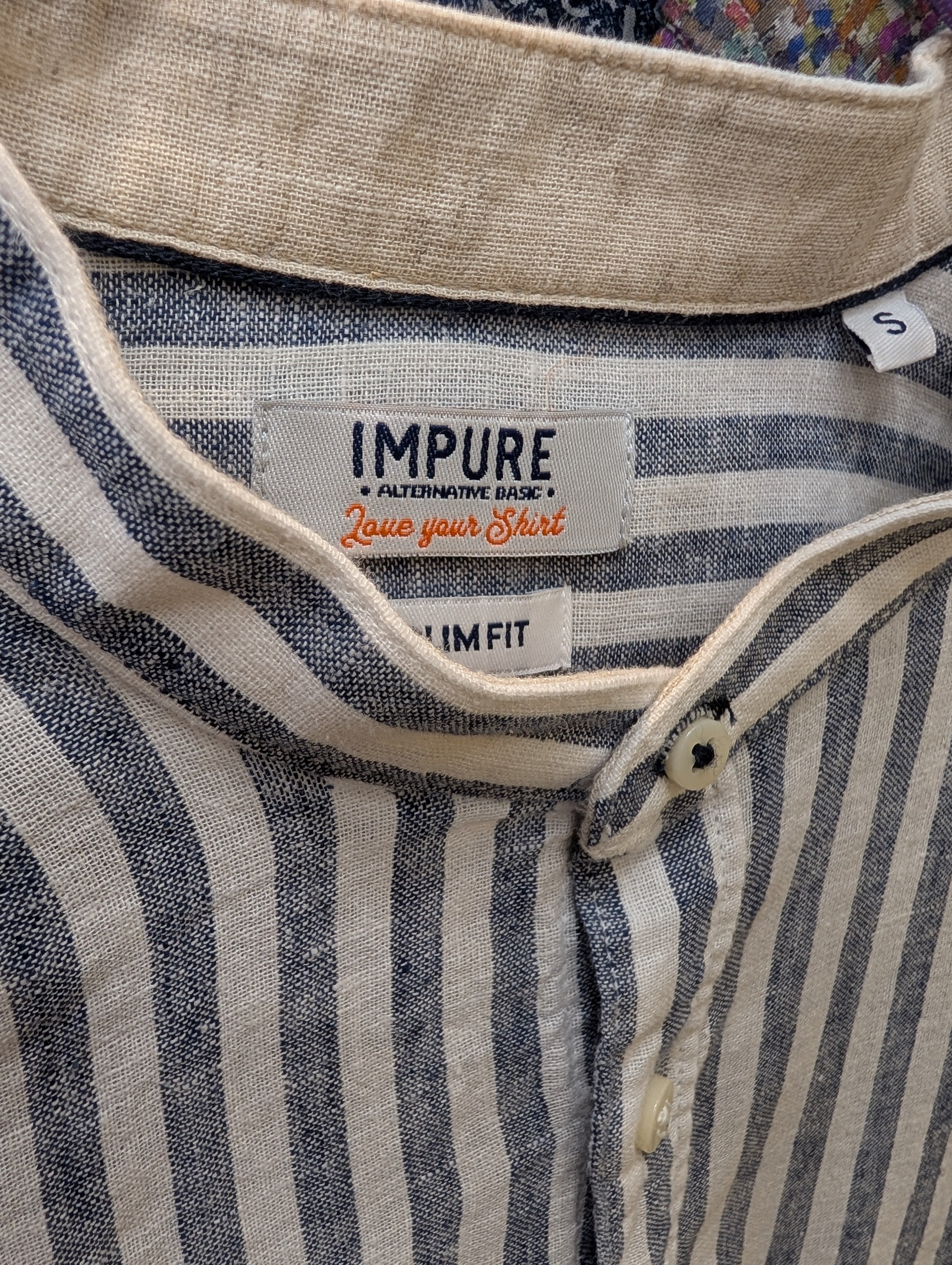 Camicia Uomo Misto Lino Rigo Blu Impure taglia S
