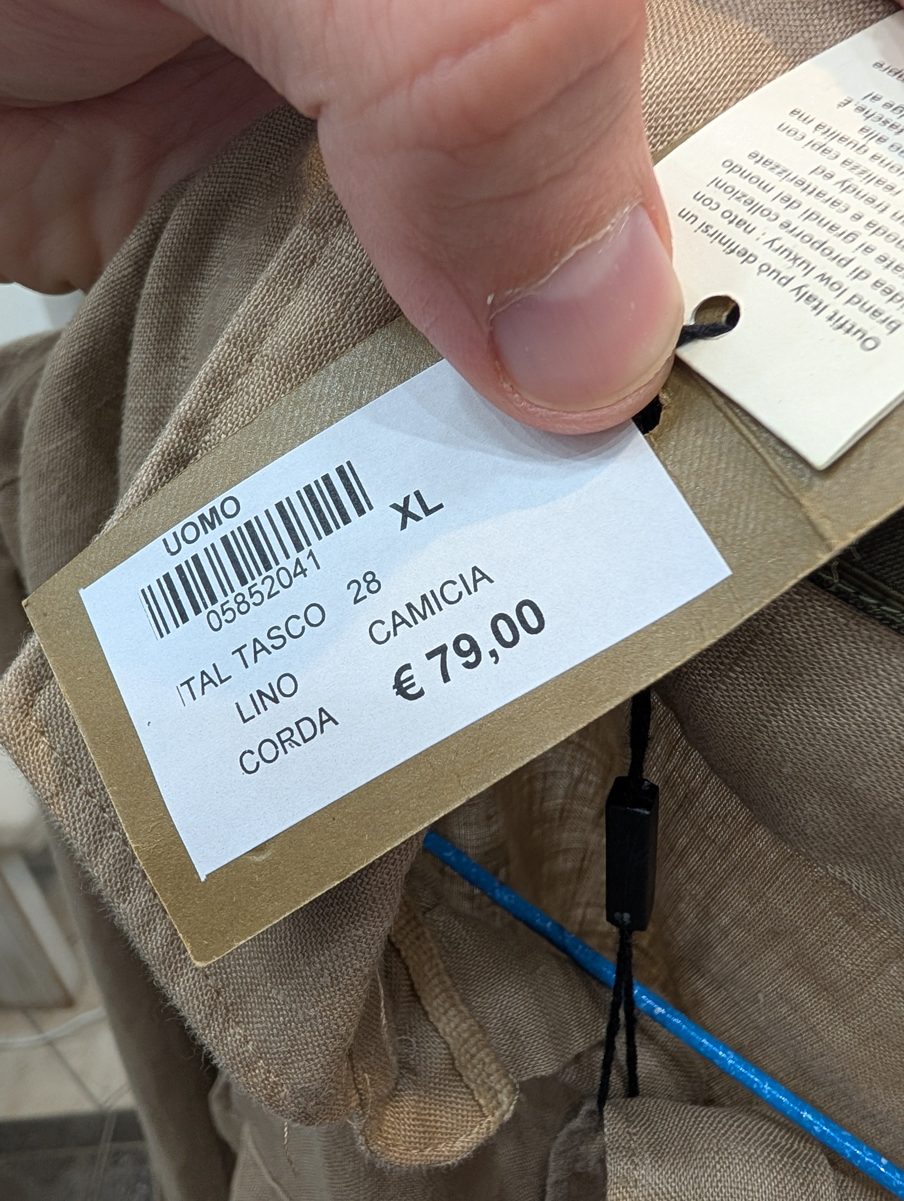 Camicia Uomo Outfit Corda in Lino taglia XL
