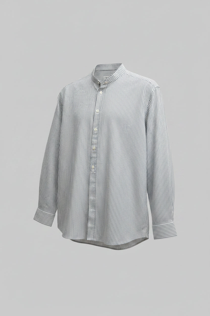 Camicia Uomo Mastricamiciai Misto Lino a Righe Collo Coreano