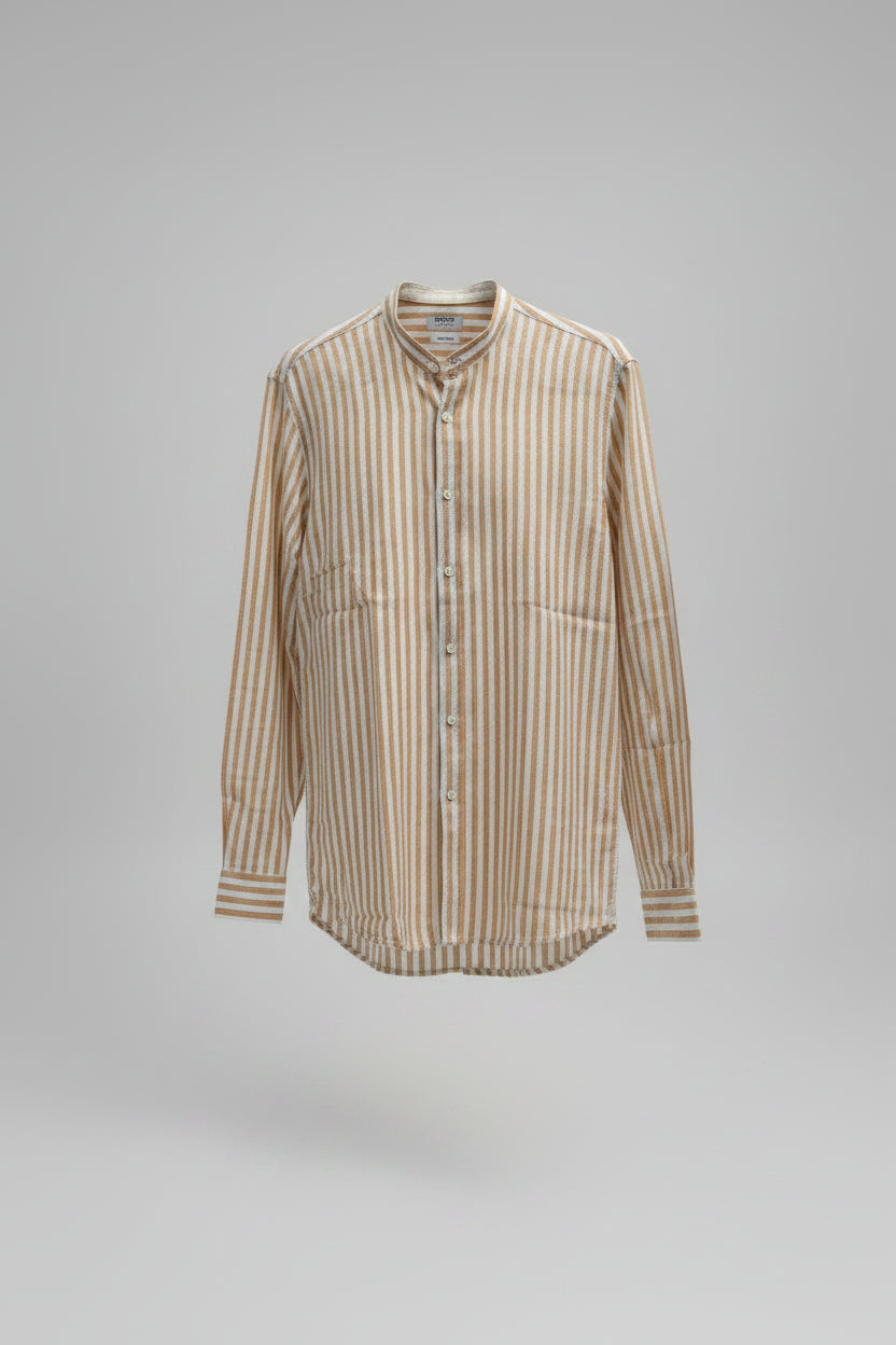 Camicia Uomo IMPURE in Misto Lino Collo Coreano Taglia S