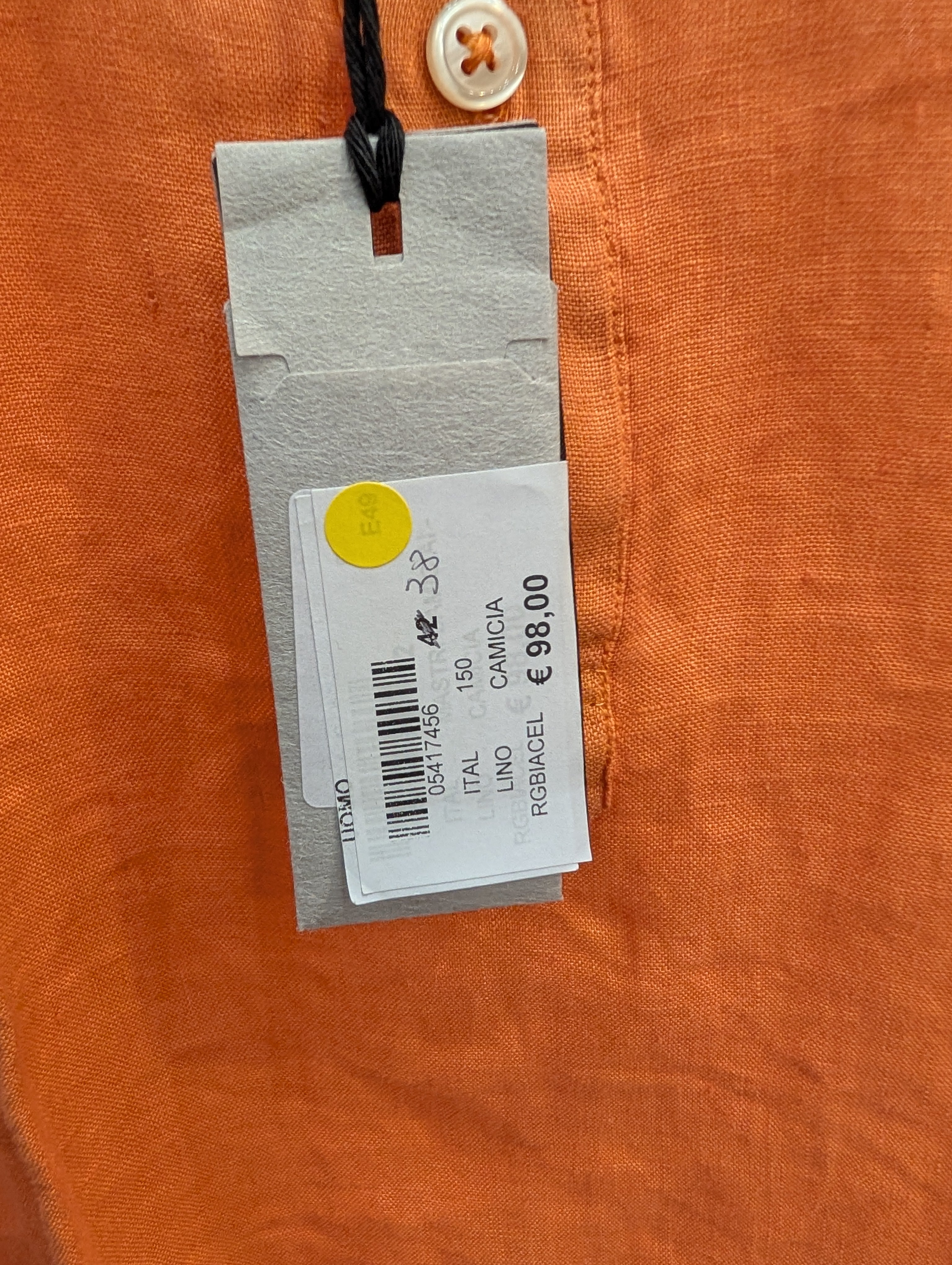 Polo Camicia Uomo Mastricamiciai 100% Lino Arancione