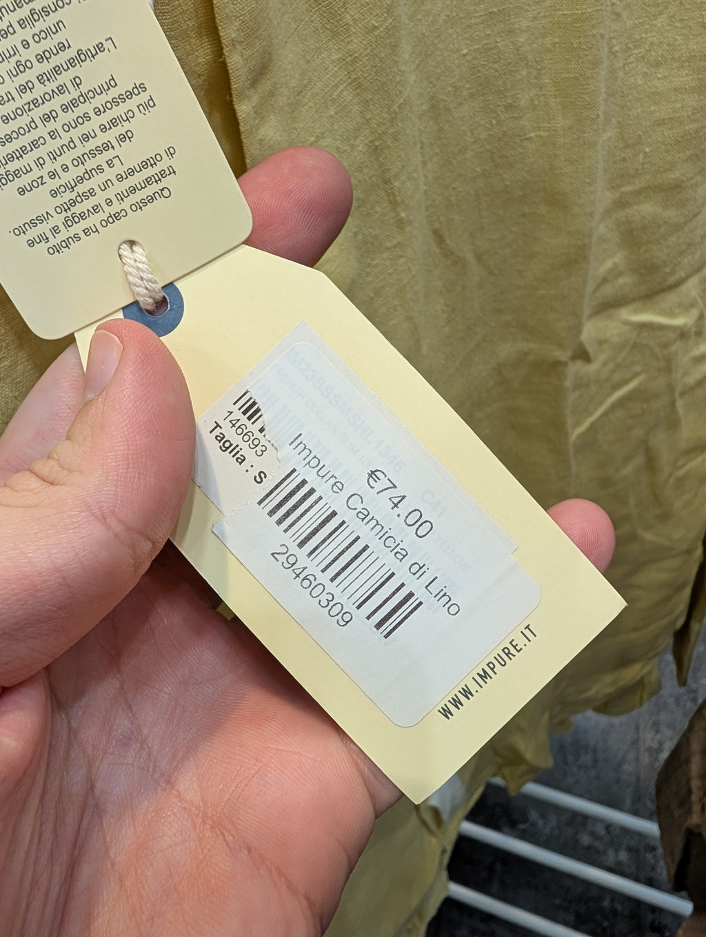Camicia Uomo 100% Lino Giallo IMPURE S e XXL
