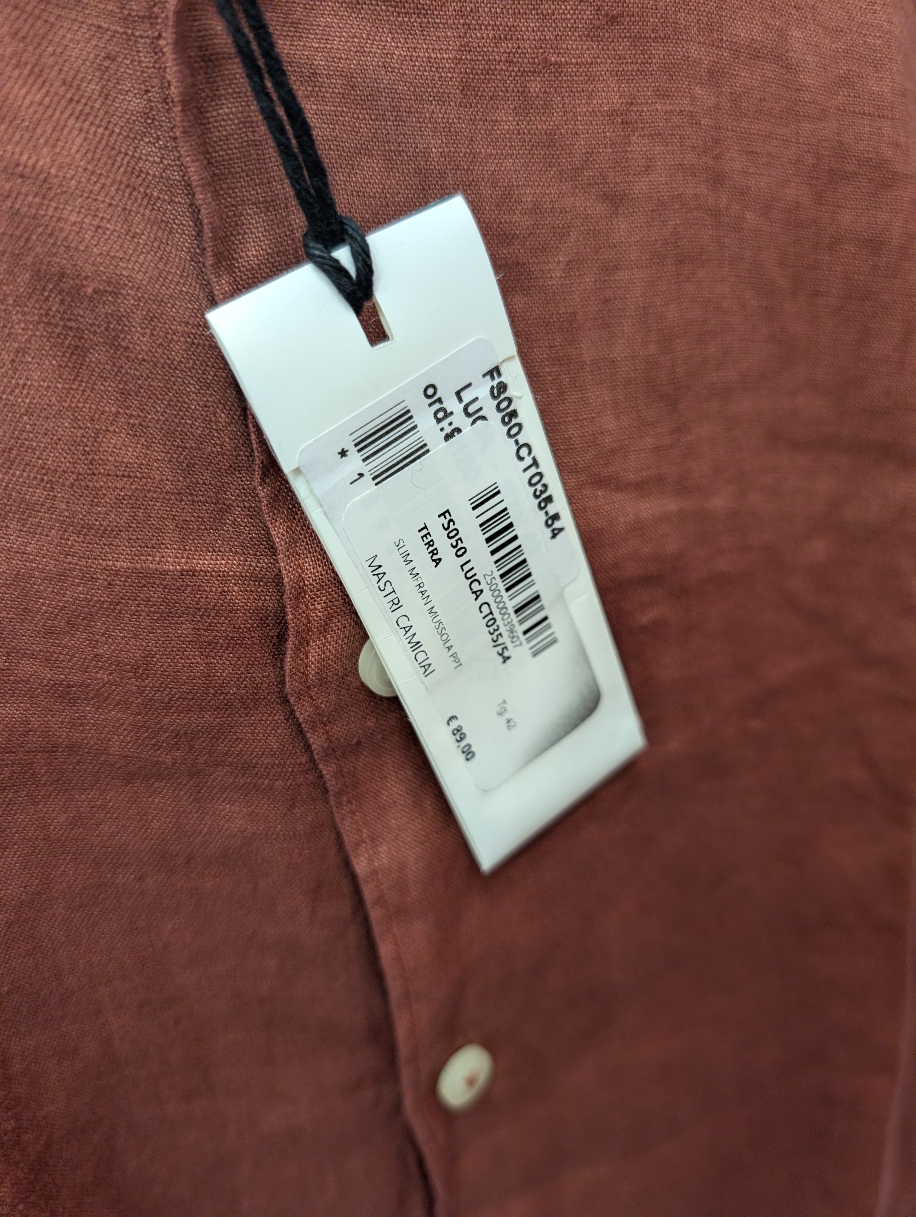 Camicia Uomo Mastricamiciai Mattone Taglia 42