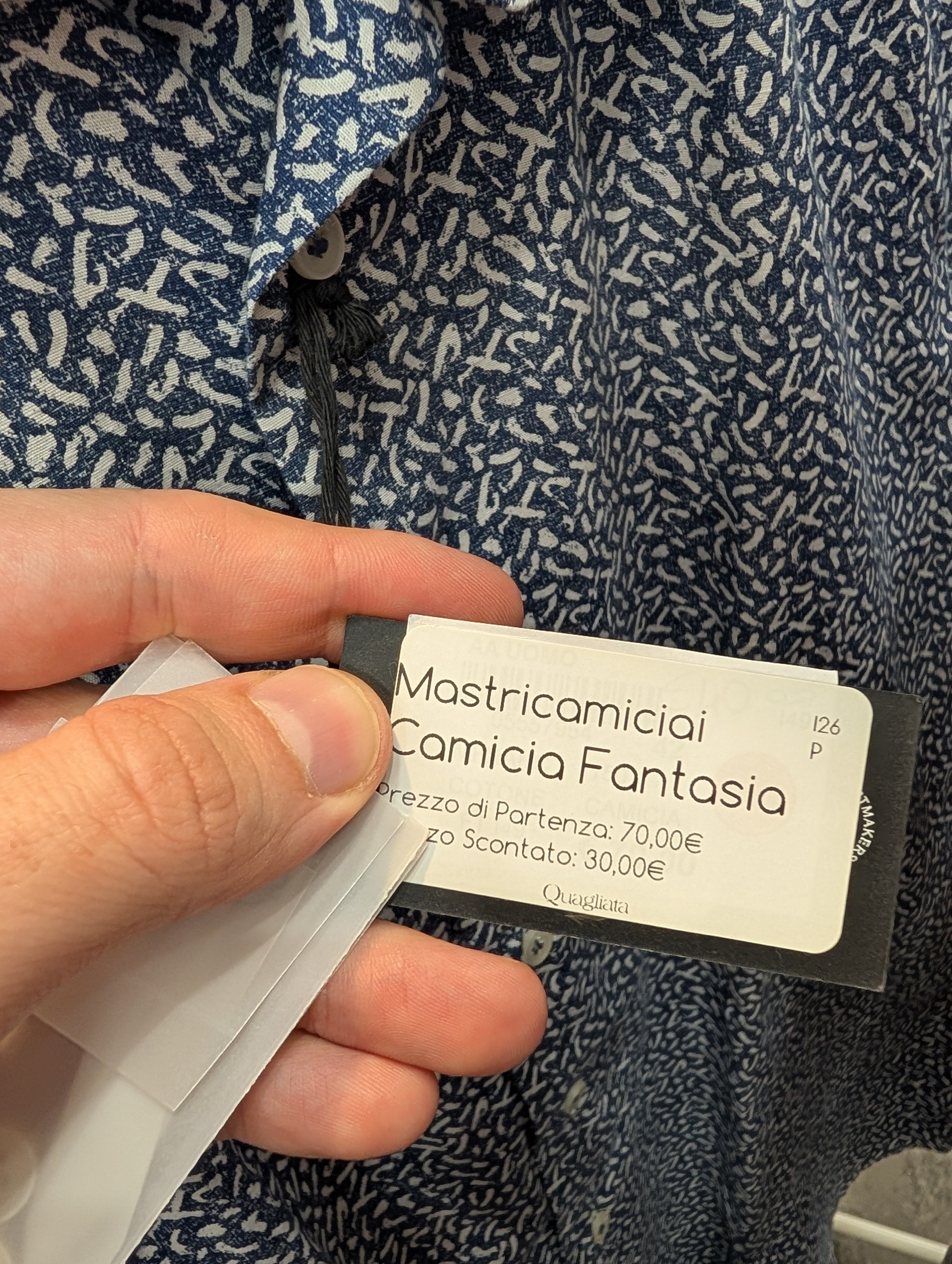Camicia Uomo Fantasia Mastricamiciai Fondo Blu Cotone