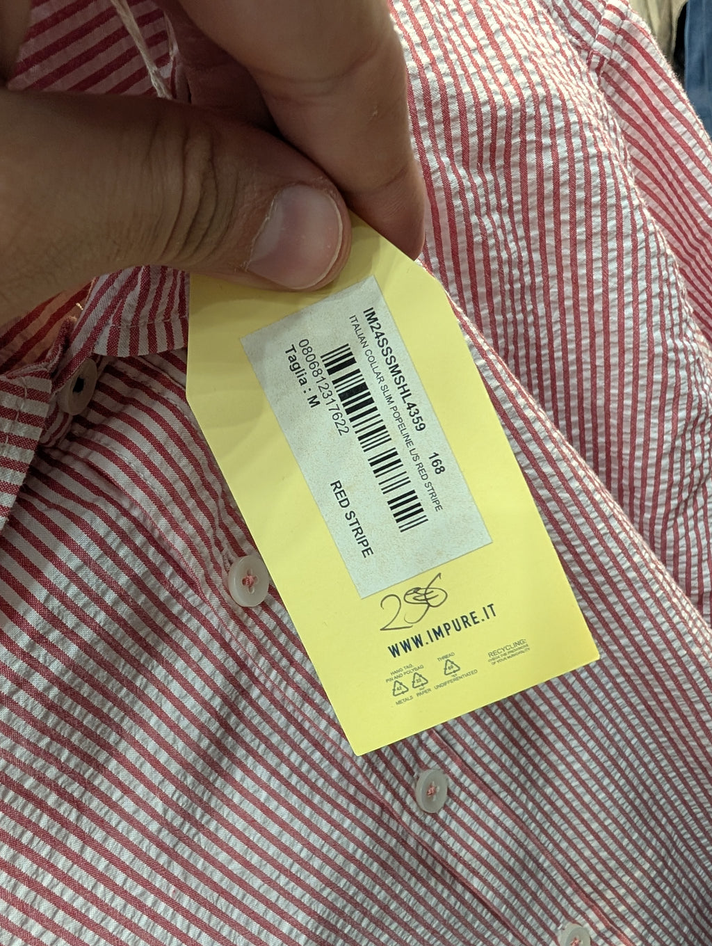 Camicia Uomo IMPURE a Righe Rosso in Cotone Taglia M